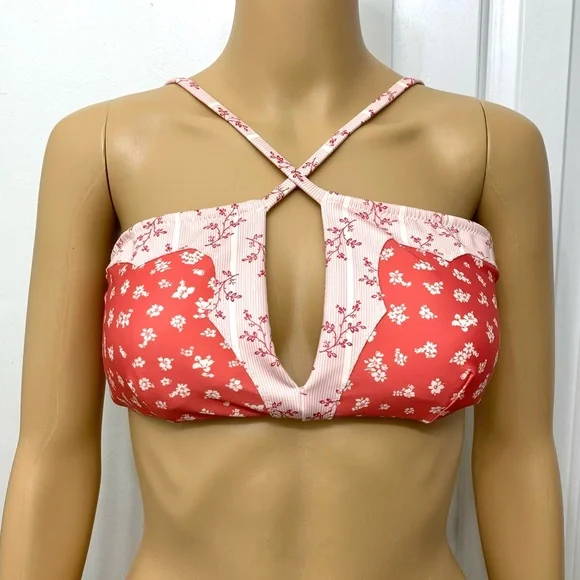 Polo by Ralph Lauren Floral Bikini Top Criss-Cross swimsuit size L - Picture 1 of 10